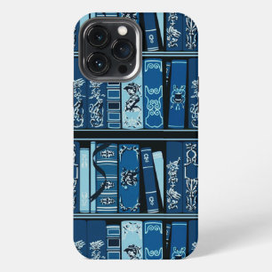 Etui iPhone 13 Pro Max Étagères de livres bleus Livres vintage