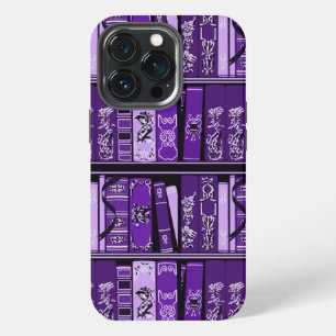 Etui iPhone 13 Pro Étagères de livres violettes Livres vintage