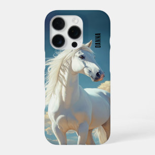 Coque iPhone 16 Pro Étalon blanc nom personnalisé