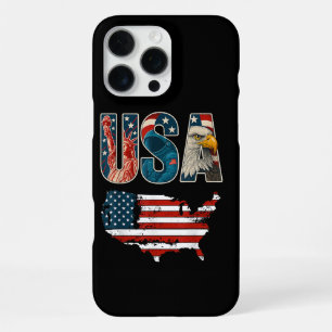 Coque iPhone 16 Pro Max États-Unis Drapeau patriotique américain du 4 juil