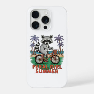 Coque iPhone 15 Pro Été de fille sauvage Raton laveur Plage ambiance S