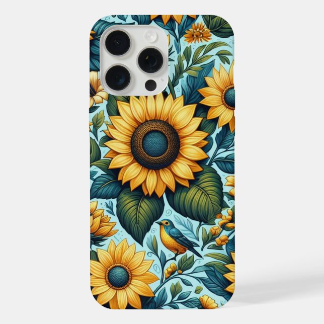 Coque iPhone Été/tournesol/oiseau (Verso)
