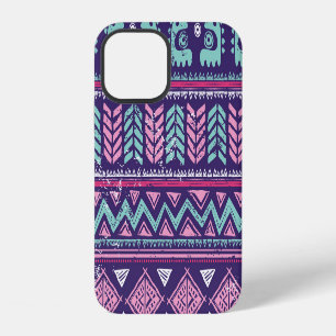 Coque iPhone 12 Ethnique Tribale : Motif coloré sans couture.