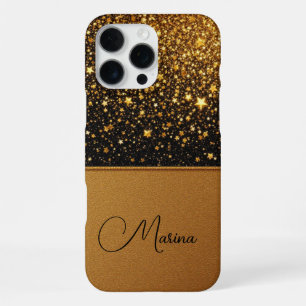 Coque iPhone 16 Pro Max Étincelle dorée rayonnante (Parties scintillant-cu