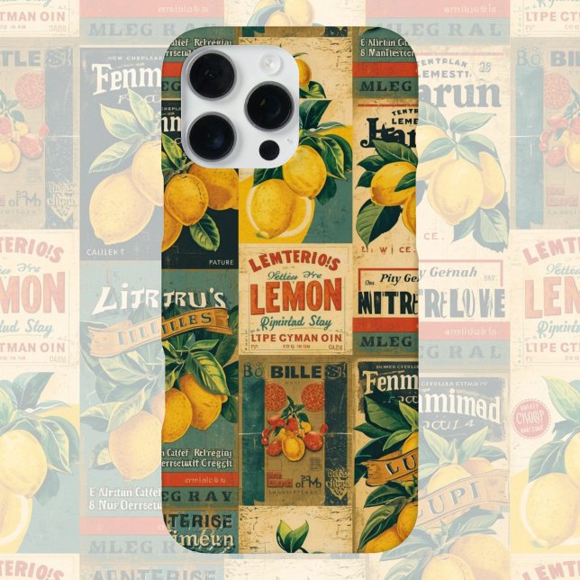 Coque iPhone Étiquette Citron Vintage  – Fruit Citron Rétro  (Créateur téléchargé)