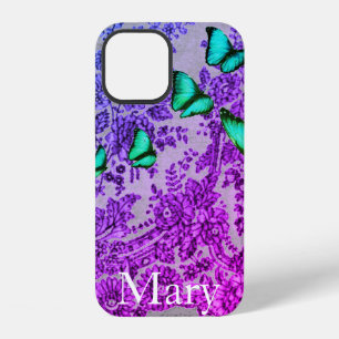 COQUE iPhone 12 ÉTIUI IPHONE CASE MATE BLEU LACE AVEC NOM PERSONNA