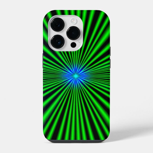 Coque iPhone Étoile bleue sur fond vert clair (Verso)
