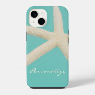Coque Pour iPhone 14 Étoile de mer élégante océan plage sarcelle crème