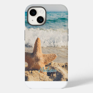 Coque Pour iPhone 14 Étoile de mer moderne de plage Ciel Personnalisé