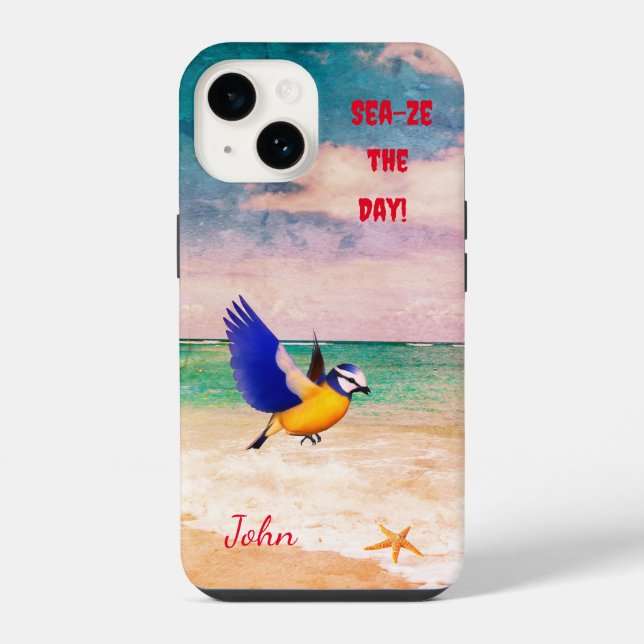 Coque iPhone Étoile de mer oiseau de plage de sable (Verso)