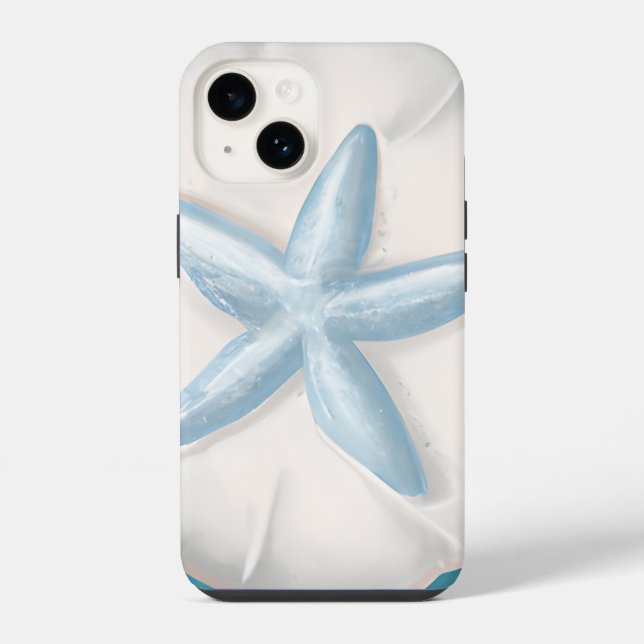 Coque iPhone Étoile de mer sarcelle et dollar de sable plage  (Verso)