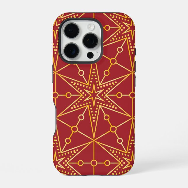 Coque iPhone Étoile festive dorée étoilée (Verso)