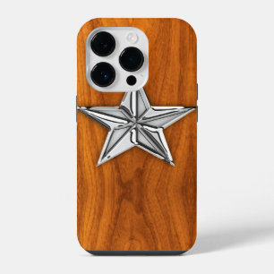 Coque Pour iPhone 14 Pro Etoile marine argentée sur le Décor du plateau de