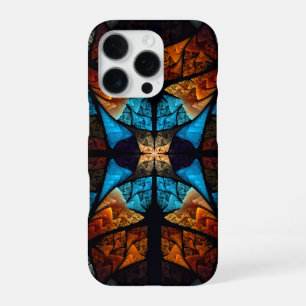 Coque iPhone 16 Pro Étoile Matelassée Abstraite en Bleus