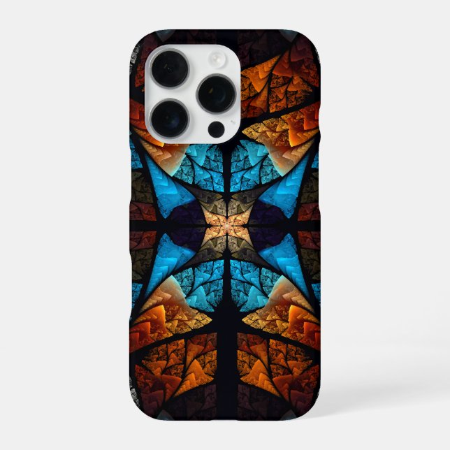 Coque iPhone Étoile Matelassée Abstraite en Bleus (Verso)