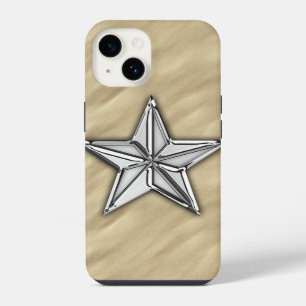 Coque Pour iPhone 14 Étoile nautique chromée sur une impression de plag
