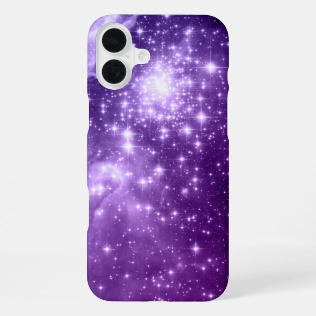 Coque iPhone Étoiles de magie violette (Verso)