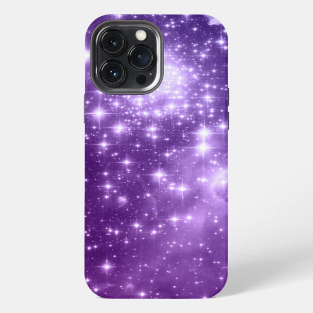 Coque iPhone Étoiles de magie violette (Verso)