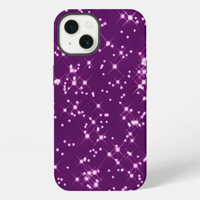 Coque iPhone Étoiles de paillettes violettes (Verso)