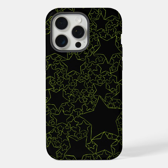 Coque iPhone Étoiles, Étoiles, Étoiles - Vert Lime  (Verso)