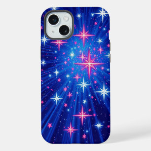 Coque iPhone 15 Plus Étoiles Multi Brillantes avec Rayons Bleus Mobile