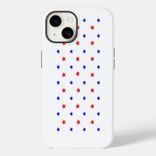 Coque Pour iPhone 14 Étoiles Rouges et Bleues - Motif de Ciel Étoilé