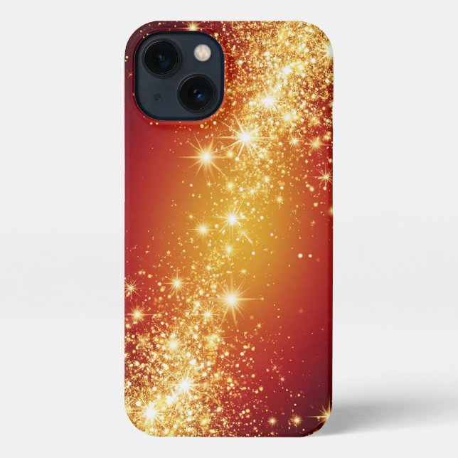Coque iPhone Étoiles scintillantes dorées (Verso)