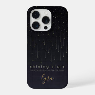 Coque iPhone 15 Pro Étoiles scintillantes minimalistes personnalisable