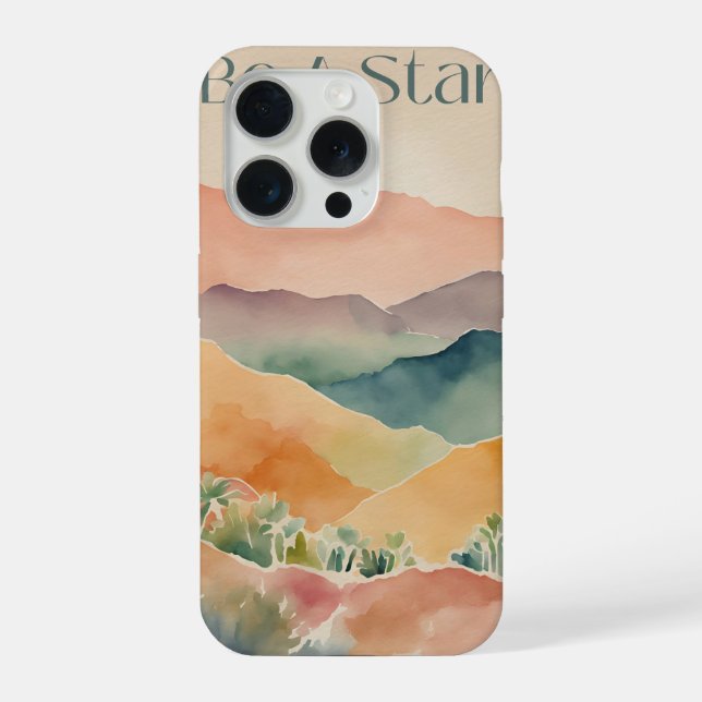 Coque iPhone Être une étoile Paysage aquarelle esthétique iPhon (Verso)