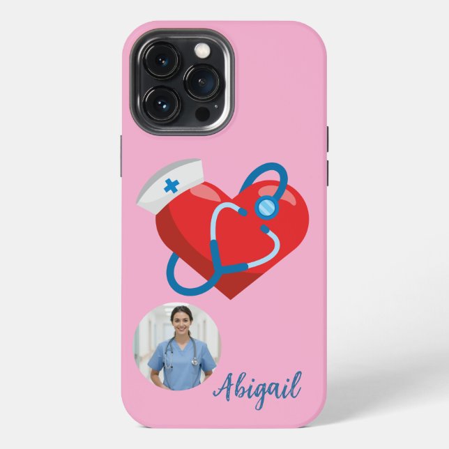 Coque iPhone Étudiant en Soins Infirmiers Stéthoscope en Forme  (Verso)