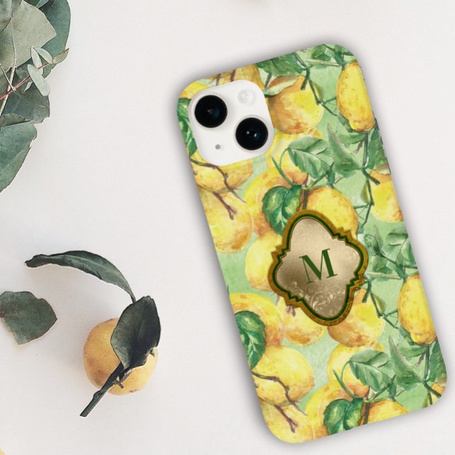 Coque iPhone Étui à monogramme Lemon Garden (Créateur téléchargé)