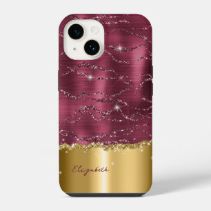 Coque Pour iPhone 14 Étui à monogramme moderne en faux strass de couleu