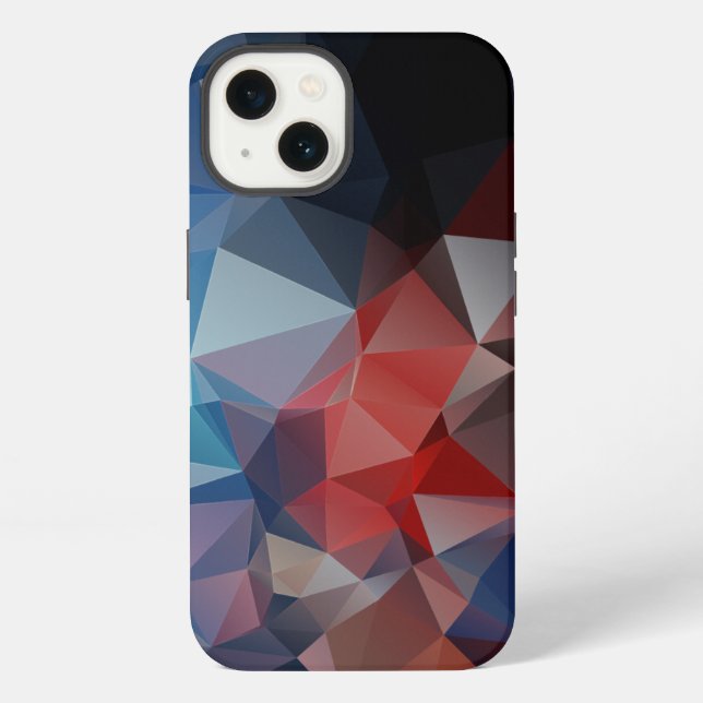 Coque iPhone Étui à motif pyramidal abstrait bleu rouge attract (Verso)