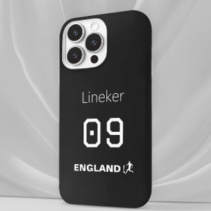 Coque iPhone 15 Pro Étui Angleterre Football Noir Blanc Nom Personnali