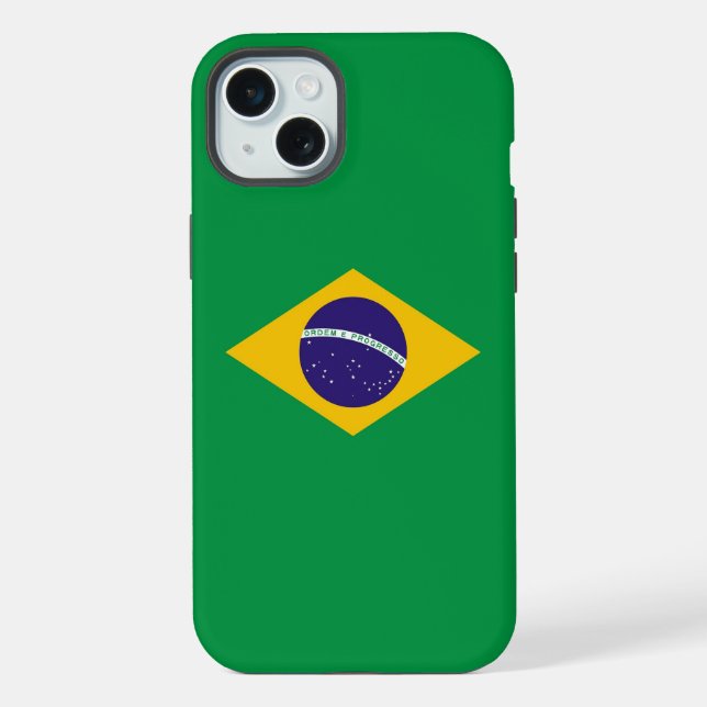 Coque iPhone Étui Apple iPhone 15 Plus, drapeau du Brésil (Verso)