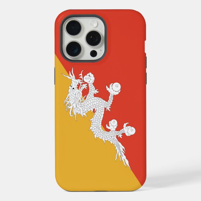 Coque iPhone Étui Apple iPhone 15 Pro Max, drapeau du Bhoutan (Verso)