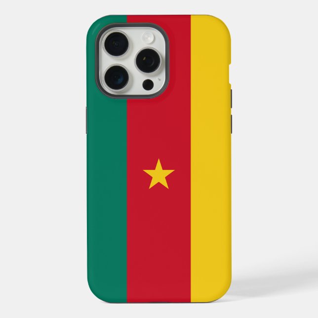 Coque iPhone Étui Apple iPhone 15 Pro Max, drapeau du Cameroun (Verso)