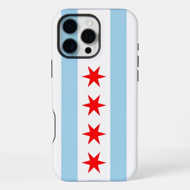 Coque iPhone Étui Apple iPhone 16 Pro Max, drapeau de Chicago (Verso)