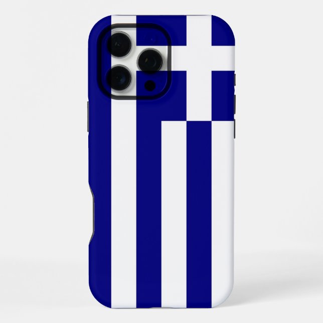 Coque iPhone Étui Apple iPhone 16 Pro Max, drapeau de la Grèce (Verso)