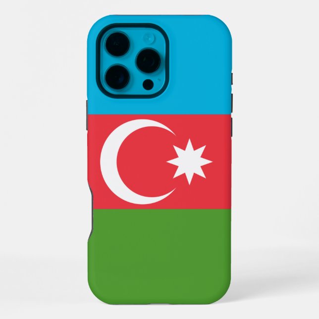 Coque iPhone Étui Apple iPhone 16 Pro Max, drapeau de l'Azerbaï (Verso)