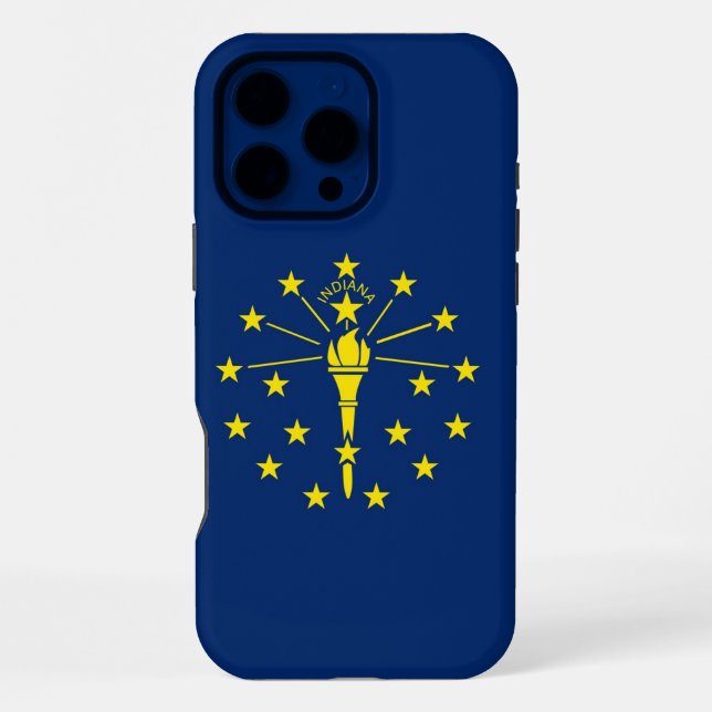 Coque iPhone Étui Apple iPhone 16 Pro Max, drapeau de l'Indiana (Verso)