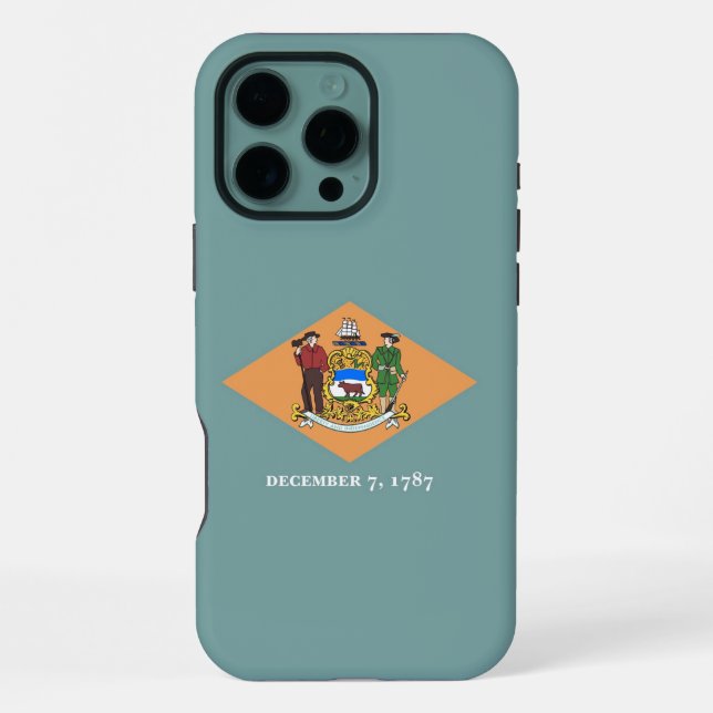 Coque iPhone Étui Apple iPhone 16 Pro Max, drapeau du Delaware (Verso)
