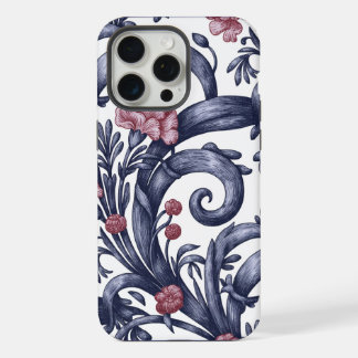 Coque iPhone 15 Pro Max Étui Art Nouveau bleu rose pour iPhone 15 Pro Max