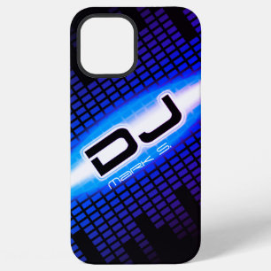 Coque iPhone 12 Pro Max Étui bleu royal moderne pour DJ (diagonal)