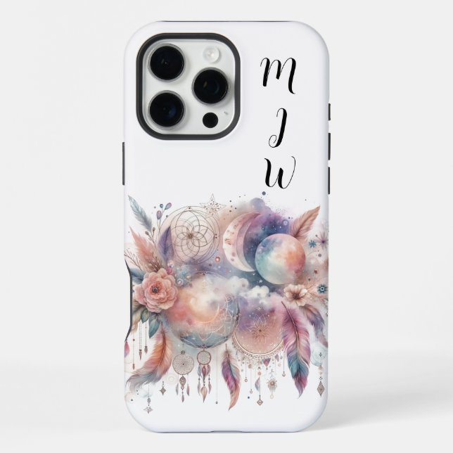 Coque iPhone Étui Boho céleste à plumes pour iPhone/iPad (Verso)