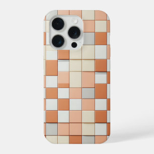 Coque iPhone 15 Pro Étui carré géométrique moderne - Terracotta, Crème
