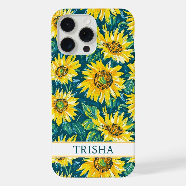 Coque iPhone Étui Case-Mate iPhone monogrammé Tournesols Modern (Verso)
