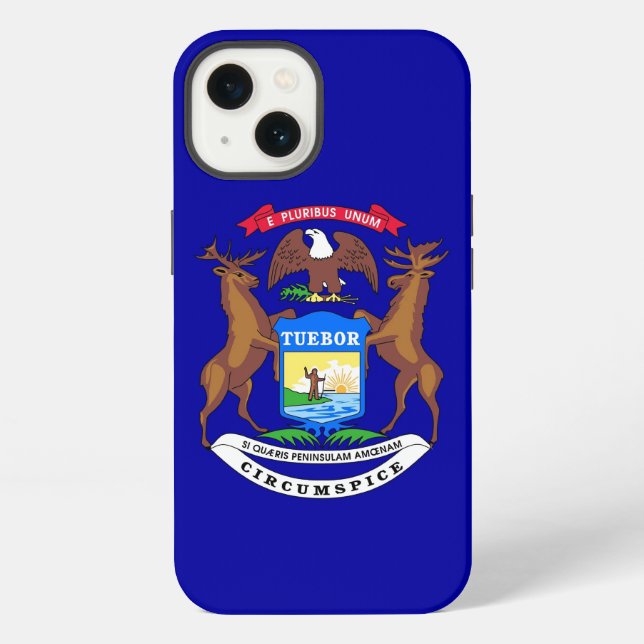 Coque iPhone Étui Case-Mate pour iPhone 13 avec drapeau du Mich (Verso)