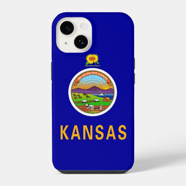 Coque iPhone Étui Case-Mate pour iPhone 14 avec drapeau du Kans (Verso)