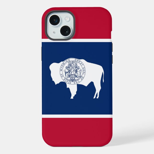 Coque iPhone Étui Case-Mate pour iPhone 15 Plus, drapeau du Wyo (Verso)
